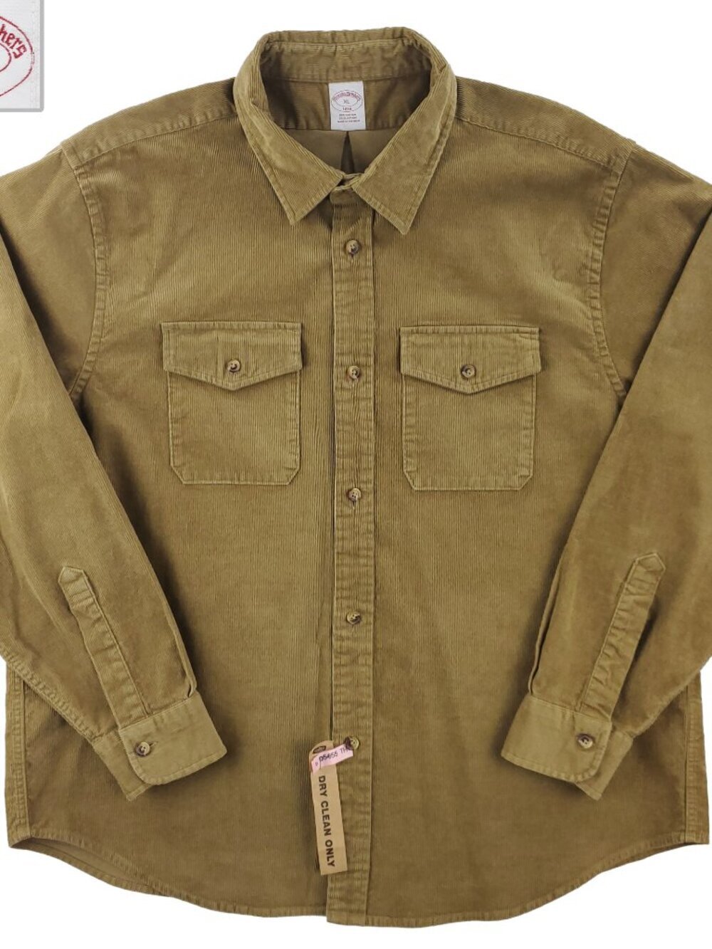 Brooks Brothers 1818 Corduroy Shirt Button Up Stretchy Men's XL Dry Cleaned